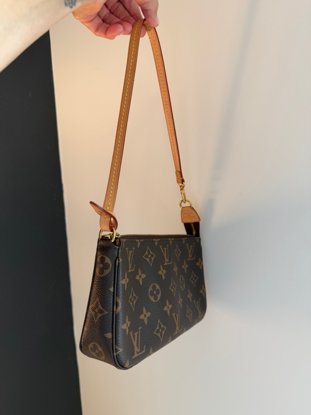 Louis Vuitton Monogram Canvas Mini Pochette in Brown and Tan - Picture 14 of 16